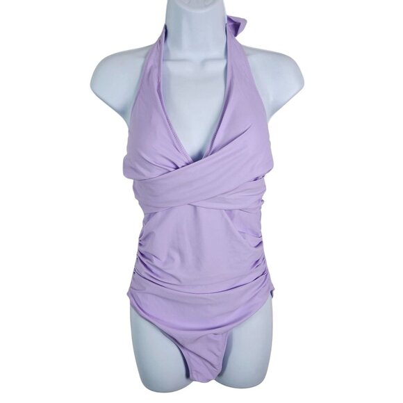Suuksess Womens Lavender Size S Halter Neck One-Piece Swimsuit Tummy Control - Picture 4 of 12